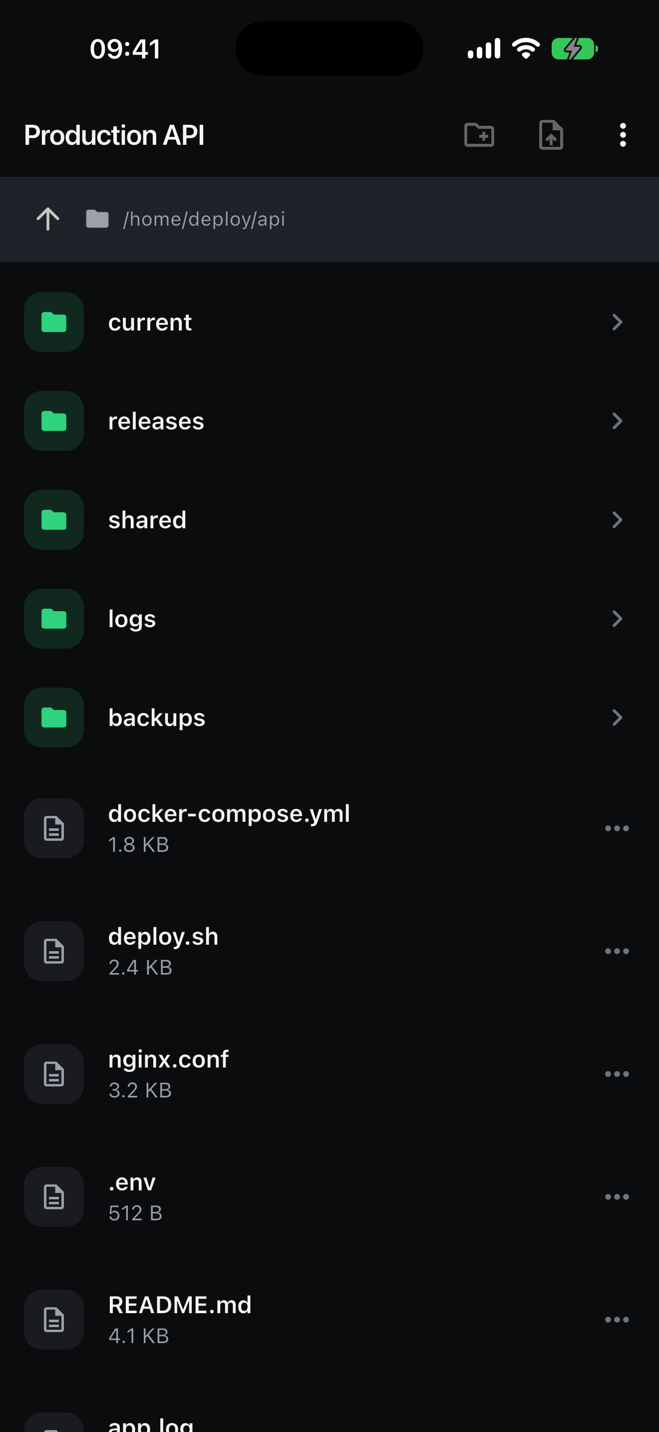 Shellter Files screen